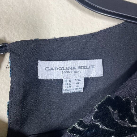 Carolina Belle Montreal Womens Tunic Style Dress Size 4 Black Blue Velvet Floral - Picture 3 of 7